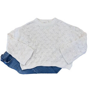 NWT Francesca's Collections Alya Ivory Bell Sleeve Crewneck Sweater - SIZE L